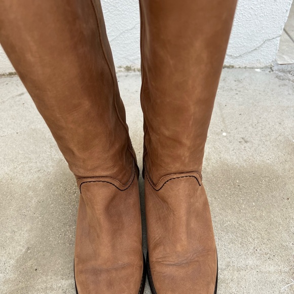 Chanel Interlocking CC Logo Tan Knee-High Leather Riding Boots - Picture 9 of 11